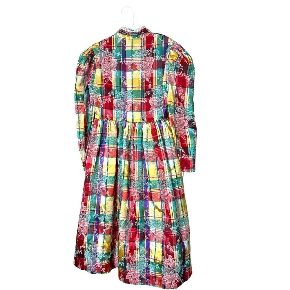 Vintage‎ Sarah Hent Girls Flower Print Maxi Dress Prairie Cottagecore